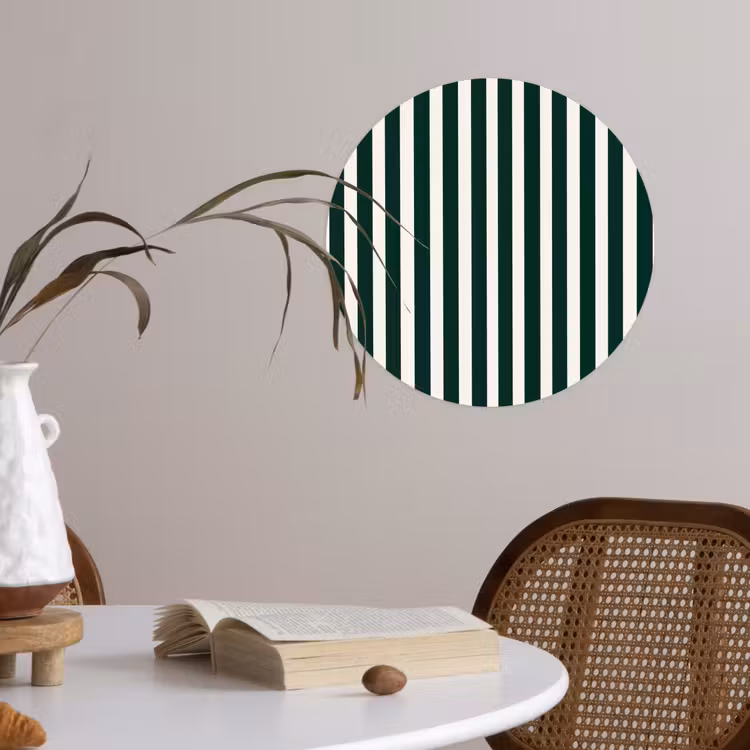 Strepen - Klassiek - Groen Wandcirkel behangsticker klein 186 -sfeer3