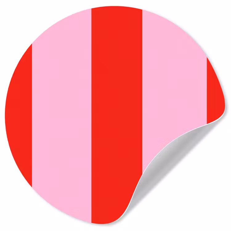 Strepen - Klassiek - Roze Wandcirkel behangsticker klein 186 -3d
