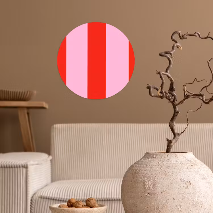 Strepen - Klassiek - Roze Wandcirkel behangsticker klein 186 -sfeer1