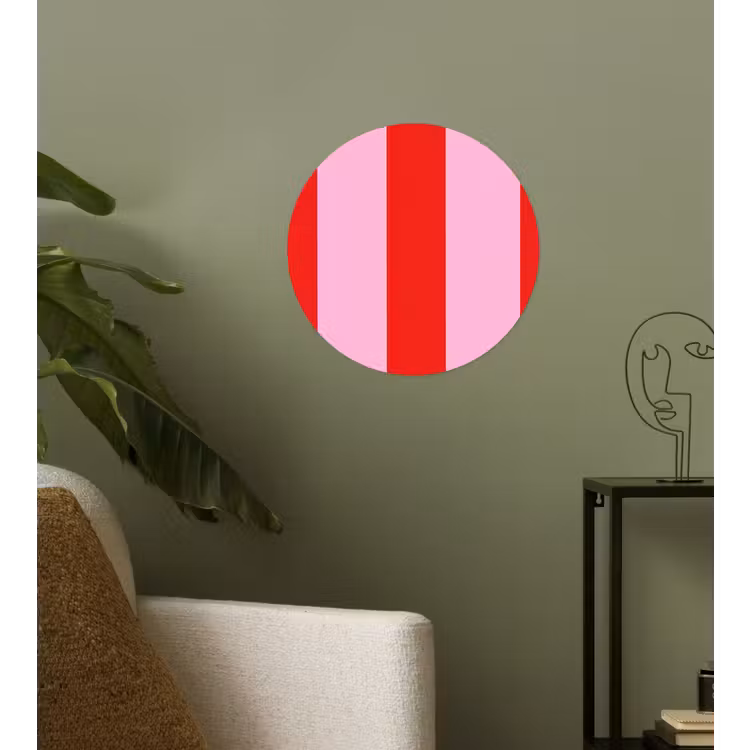 Strepen - Klassiek - Roze Wandcirkel behangsticker klein 186 -sfeer2