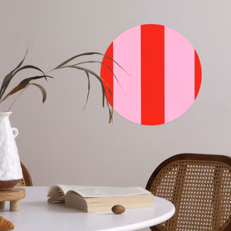 Strepen - Klassiek - Roze Wandcirkel behangsticker klein 186 -sfeer3