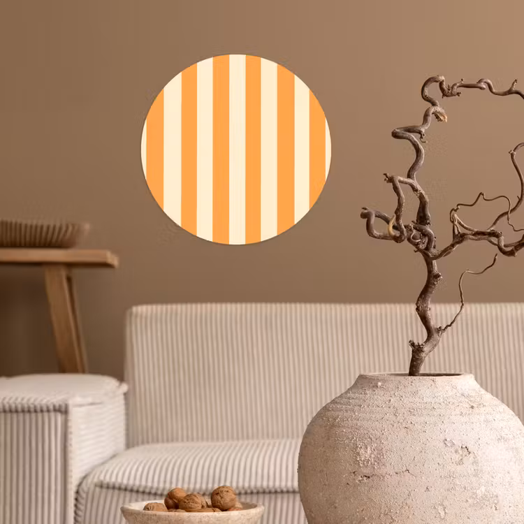 Strepen - Patroon - Oranje Wandcirkel behangsticker klein 186 -sfeer1