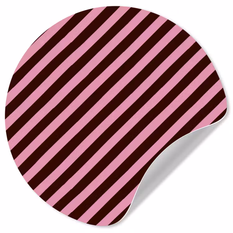 Strepen - Roze - Bruin Wandcirkel behangsticker klein 186 -3d