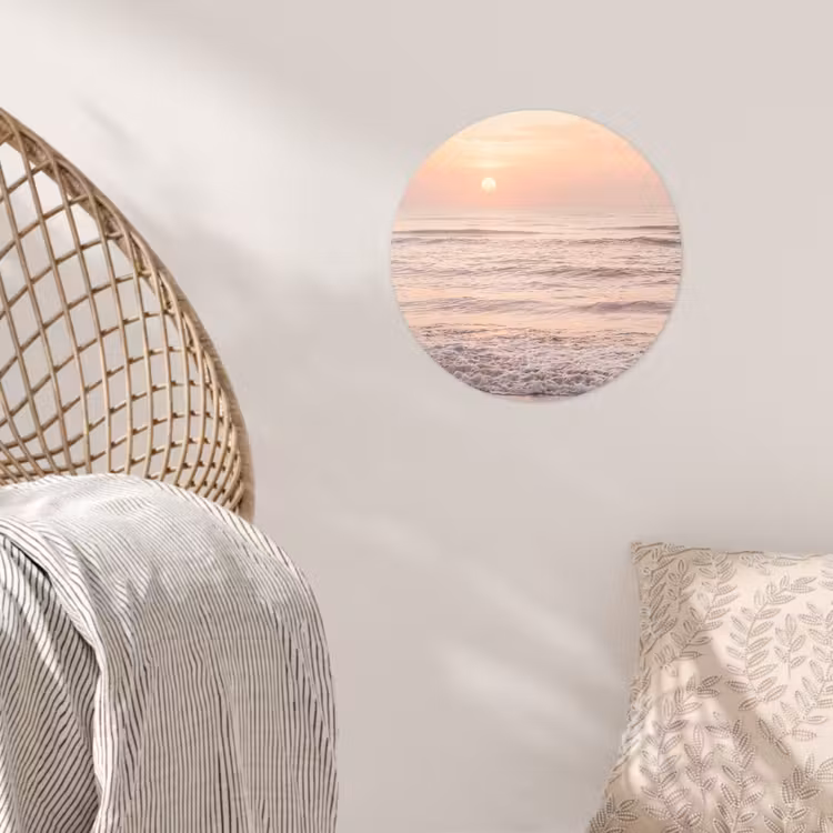 Zon - Strand - Roze Wandcirkel behangsticker klein -sfeer4