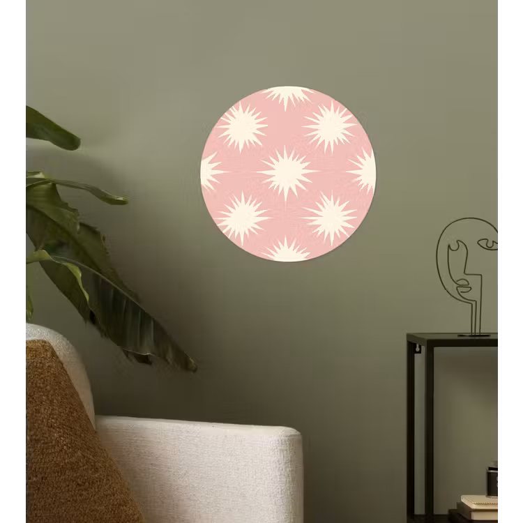 Zonnen - Patroon - Roze Wandcirkel behangsticker klein 186 -sfeer2