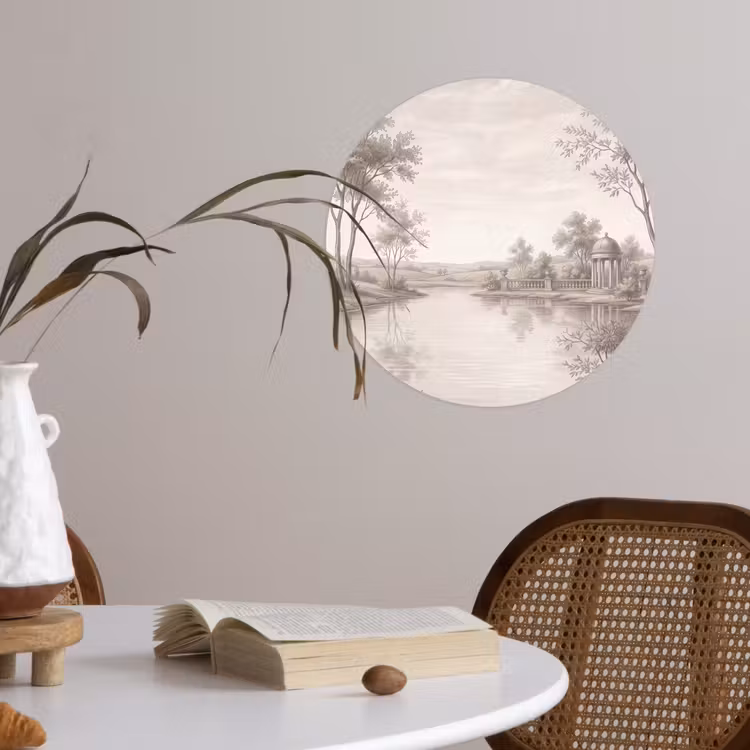 Terras - Water - Natuur - Landschap Wandcirkel behangsticker klein -sfeer3
