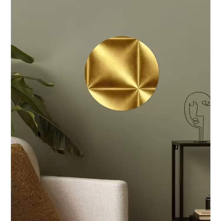 Textuur - Geborsteld Goud - Industrieel - Metallic Wandcirkel behangsticker klein 186 -sfeer2