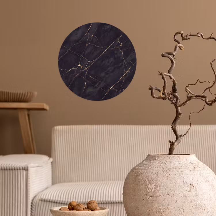 Textuur - Gouden lijnen - Abstract - Modern - Zwart Wandcirkel behangsticker klein -sfeer1