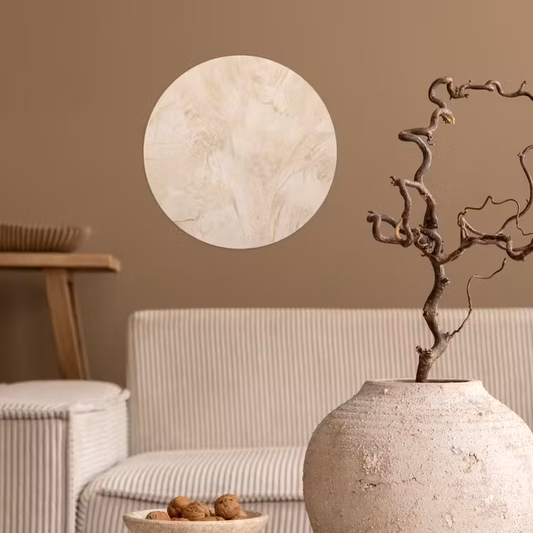 Textuur - Patroon - Abstract - Modern - Beige Wandcirkel behangsticker klein -sfeer1
