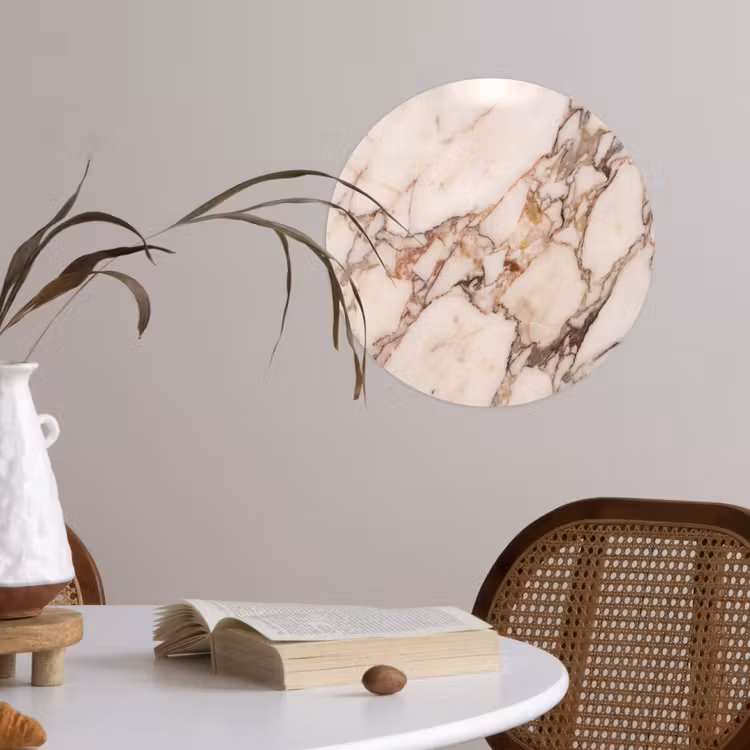 Textuur - Gesteente - Aderen - Abstract - Wit Wandcirkel behangsticker klein -sfeer3