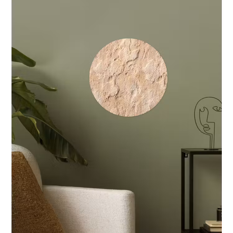 Textuur - Steen - Natuur - Beige Wandcirkel behangsticker klein -sfeer2