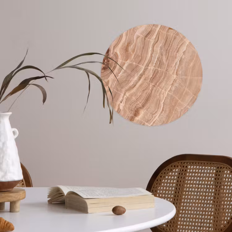 Textuur - Golvend - Abstract - Warm - Bruin Wandcirkel behangsticker klein -sfeer3