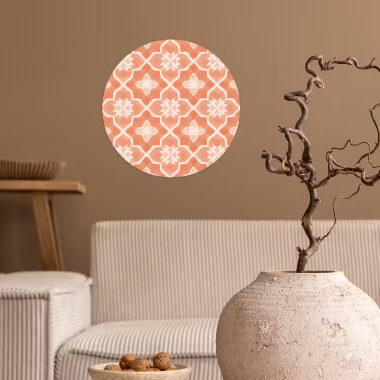 Tegelpatroon - Arabesk - Vintage - Terracotta Wandcirkel behangsticker klein 186 -sfeer1