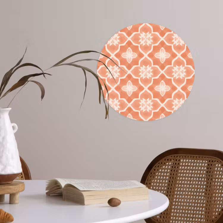 Tegelpatroon - Arabesk - Vintage - Terracotta Wandcirkel behangsticker klein 186 -sfeer3