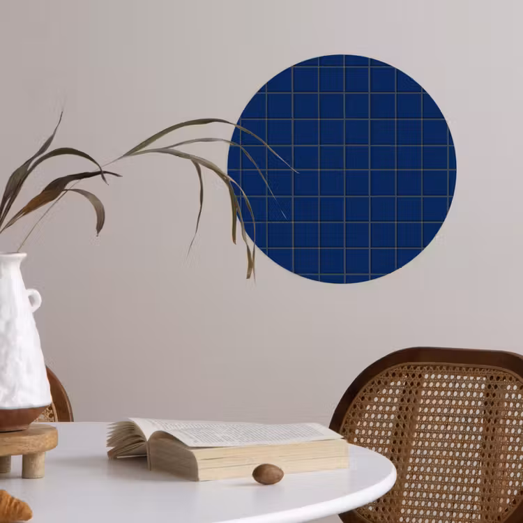 Tegel - Patroon - Blauw Wandcirkel behangsticker klein 186 -sfeer3