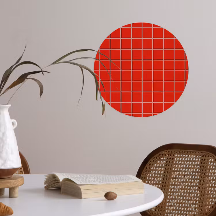 Tegel - Patroon - Kersen - Rood Wandcirkel behangsticker klein 186 -sfeer3
