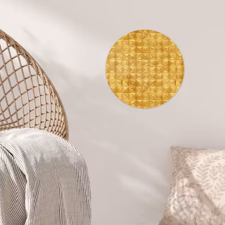 Tegels - Geometrisch - Reliëf - Goud Wandcirkel behangsticker klein 186 -sfeer4