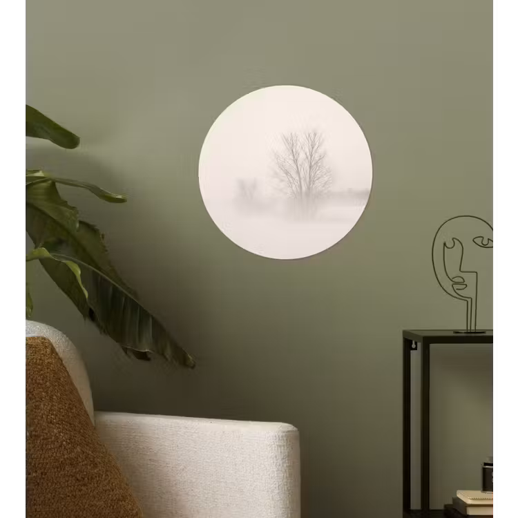 Boom - Mist - Sneeuw - Winter - Minimalistisch Wandcirkel behangsticker klein -sfeer2