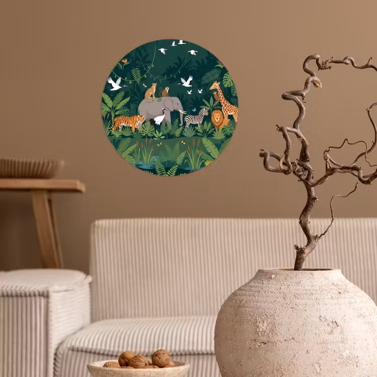 Tropisch - Jungle - Groen Wandcirkel behangsticker klein -sfeer1