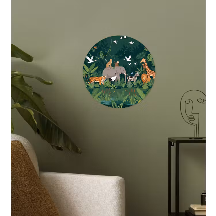 Tropisch - Jungle - Groen Wandcirkel behangsticker klein -sfeer2