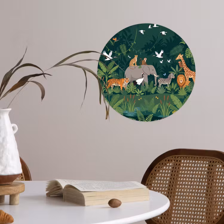 Tropisch - Jungle - Groen Wandcirkel behangsticker klein -sfeer3