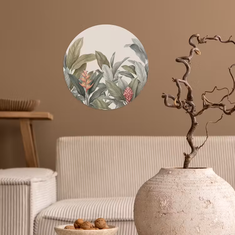 Tropisch - Planten - Modern - Groen Wandcirkel behangsticker klein -sfeer1