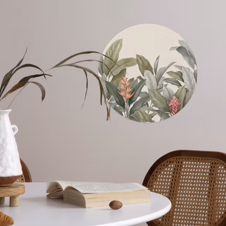 Tropisch - Planten - Modern - Groen Wandcirkel behangsticker klein -sfeer3
