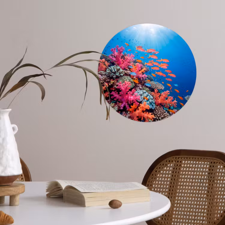 Onderwater - Koraalrif - Vissen - Oceaan - Natuur Wandcirkel behangsticker klein -sfeer3