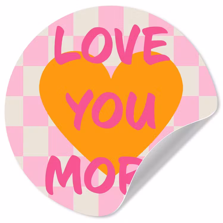 Valentijn - Love - Roze - Oranje Wandcirkel behangsticker klein -3d