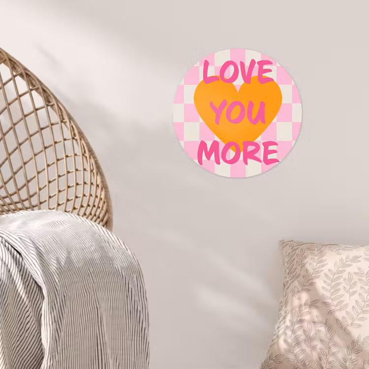 Valentijn - Love - Roze - Oranje Wandcirkel behangsticker klein -sfeer4