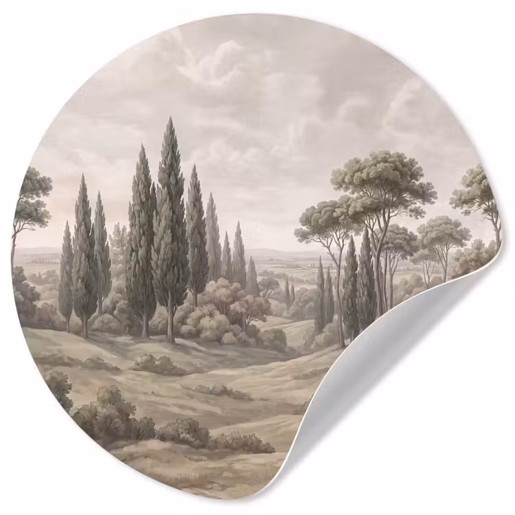 Vallei - Bos - Natuur - Groen Wandcirkel behangsticker klein -3d