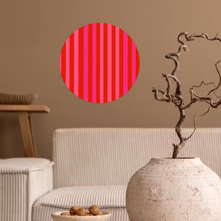 Verticaal - Strepen - Roze Wandcirkel behangsticker klein 186 -sfeer1