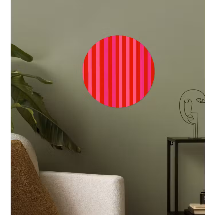 Verticaal - Strepen - Roze Wandcirkel behangsticker klein 186 -sfeer2