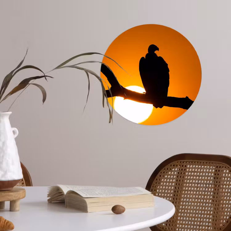 Gier - Tak - Zon - Oranje Wandcirkel behangsticker klein -sfeer3