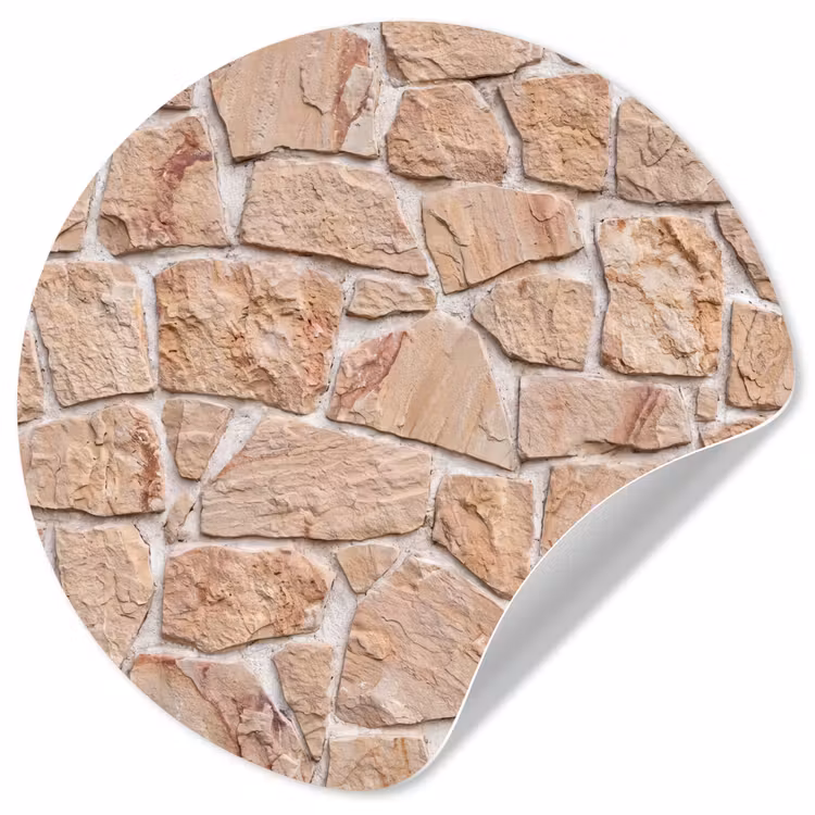 Muur - Steen - Patroon - Rustiek - Beige Wandcirkel behangsticker klein -3d