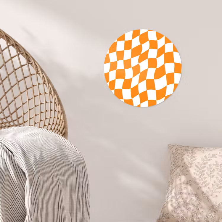 Golvend - Patroon - Oranje Wandcirkel behangsticker klein 186 -sfeer4