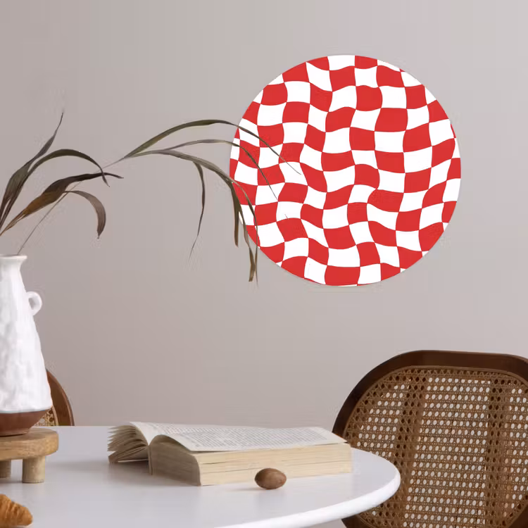 Golvend - Patroon - Rood Wandcirkel behangsticker klein 186 -sfeer3