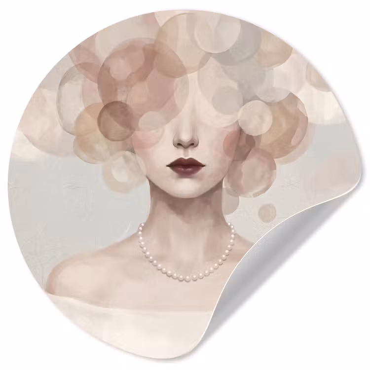 Vrouw - Cirkels - Beige Wandcirkel behangsticker klein -3d