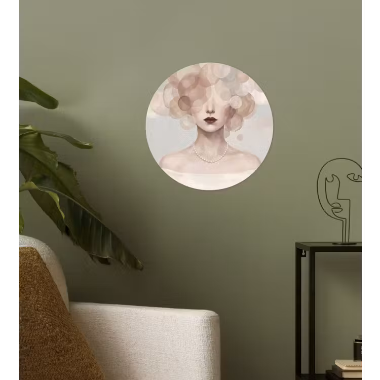 Vrouw - Cirkels - Beige Wandcirkel behangsticker klein -sfeer2