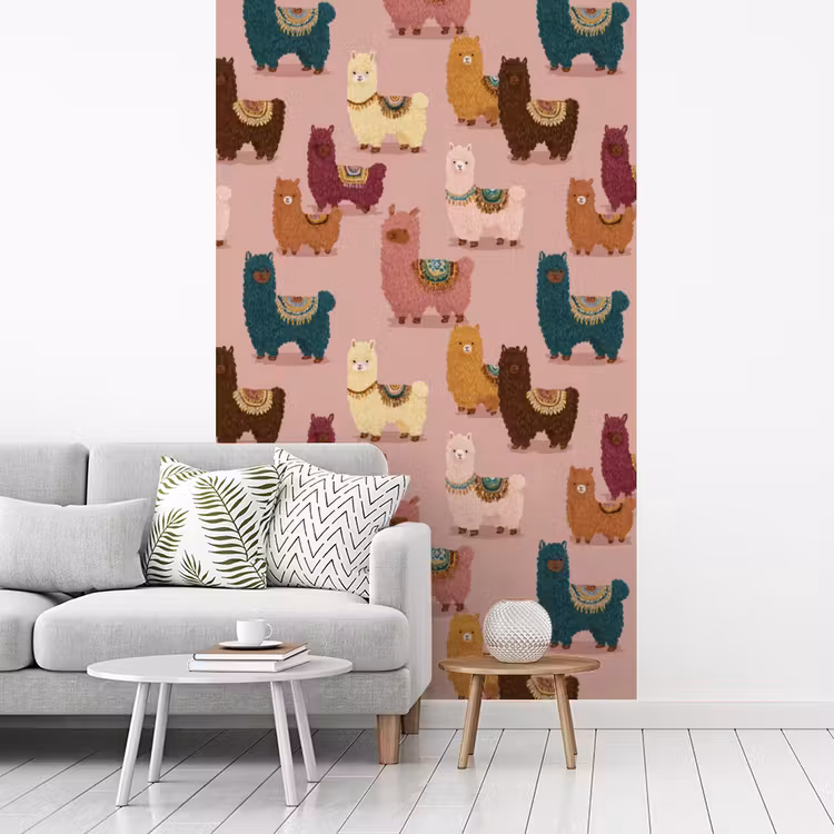 Alpaca's - Patroon - Kleurrijk fotobehang vinyl groot 66 -woonkamer