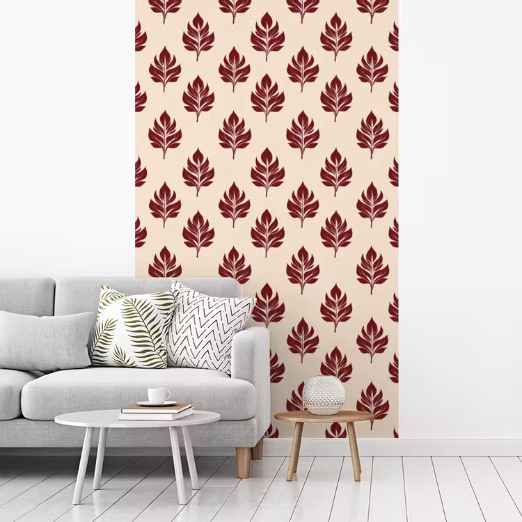 Botanisch - Patroon - Bordeaux fotobehang vinyl groot 66 -woonkamer