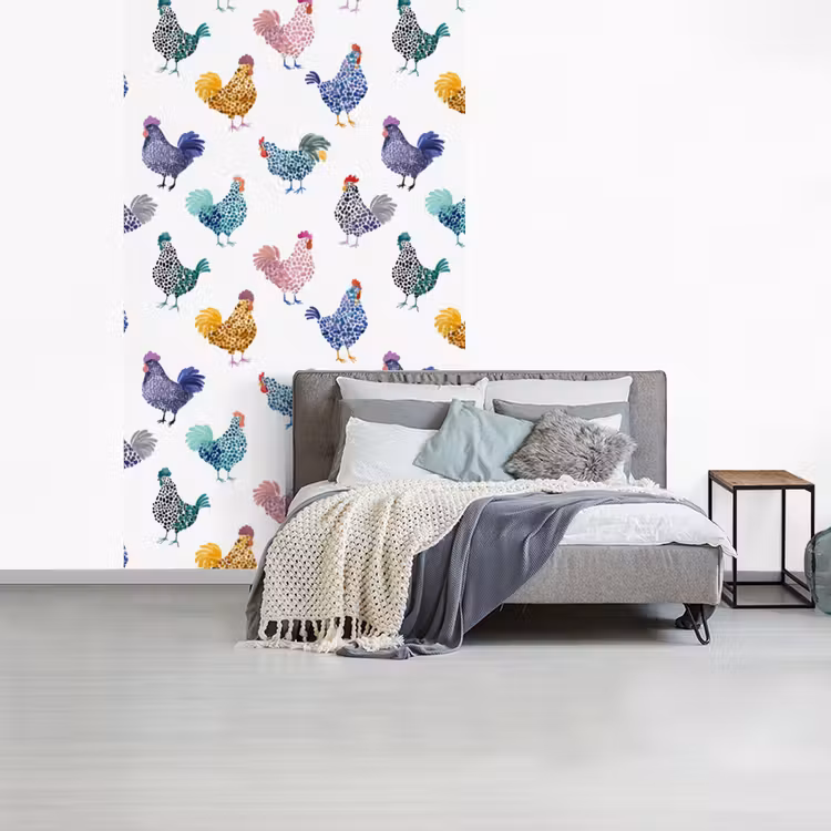 Kippen -Aquarel - Kleurrijk fotobehang vinyl groot 66 -slaapkamer