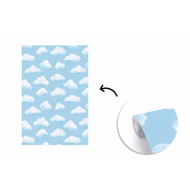 Wolken - Illustratie - Blauw fotobehang vinyl groot 66 -3d