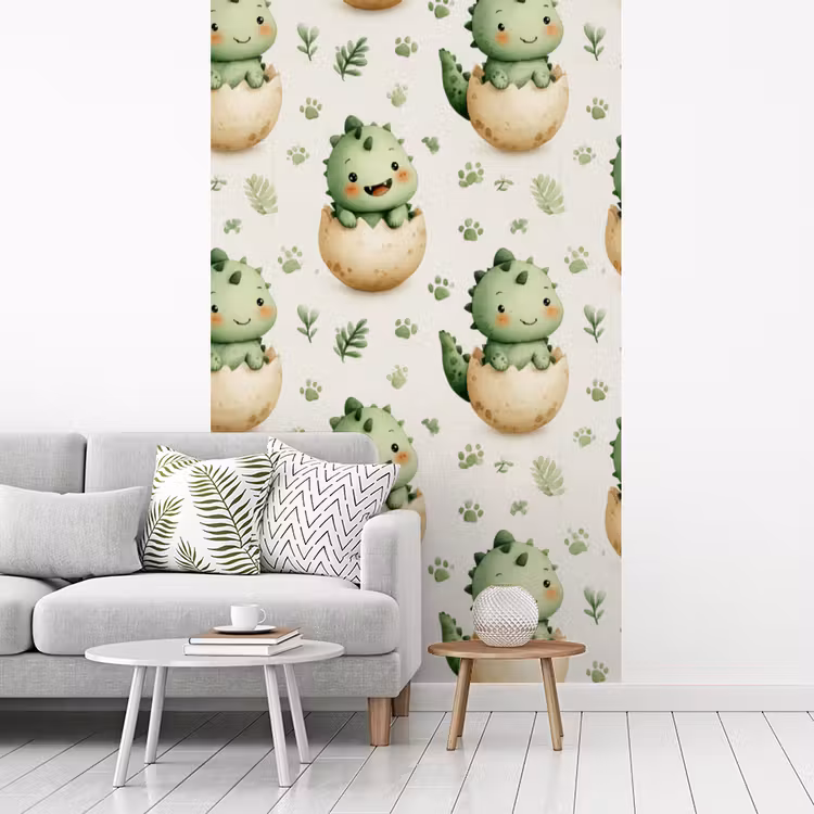 Dino - Eieren - Groen fotobehang vinyl groot 66 -woonkamer