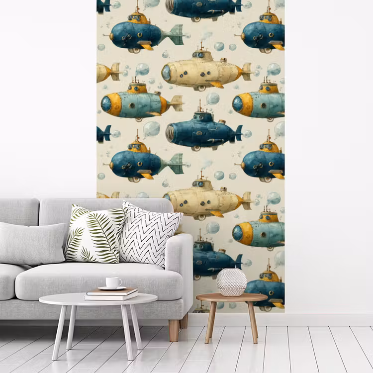 Duikboot - Fantasie - Kleurrijk fotobehang vinyl groot 66 -woonkamer