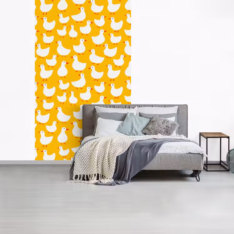 Eendjes - Patroon - Geel fotobehang vinyl groot 66 -slaapkamer