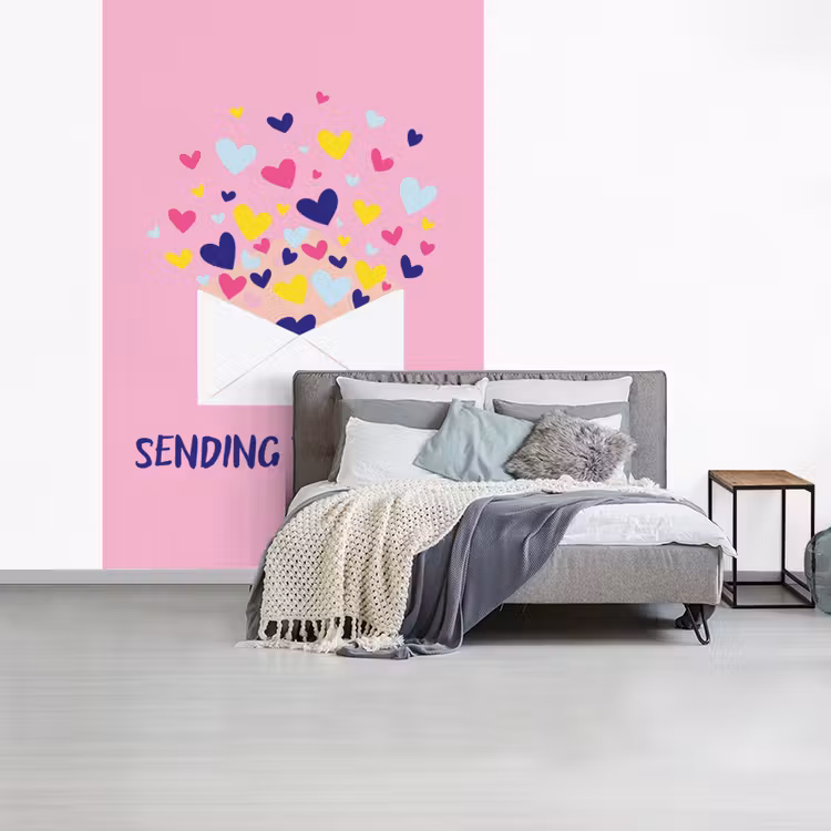 Envelop - Love - Hartjes - Valentijn fotobehang vinyl groot -slaapkamer