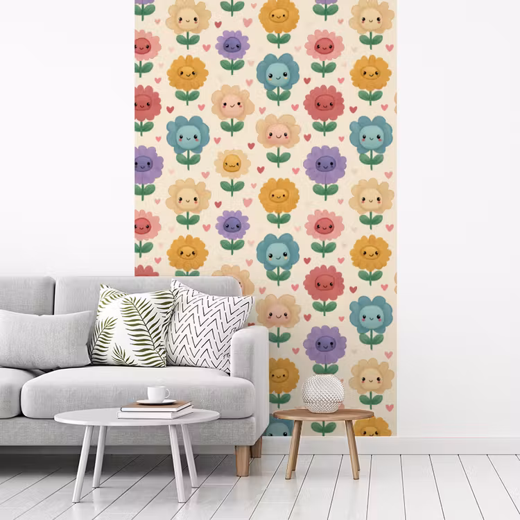 Bloemen - Hartjes - Kleurrijk fotobehang vinyl groot 66 -woonkamer