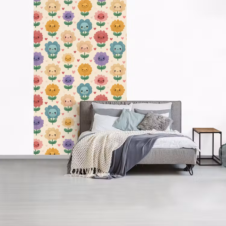 Bloemen - Hartjes - Kleurrijk fotobehang vinyl groot 66 -slaapkamer