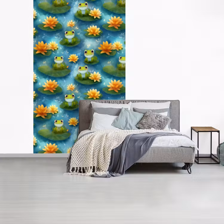 Kikker - Lelies - Groen fotobehang vinyl groot 66 -slaapkamer